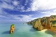 Idyllic beach landscape at Lagos, Algarve, (Portugal)