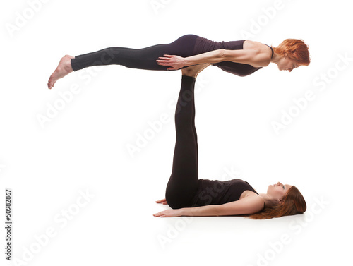Photo: paired yoga on a white background paired yoga on a white background