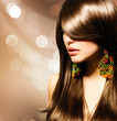 Beautiful Brunette Girl. Healthy Long Brown Hair