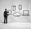 man drawing cloud network