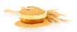 arnautka in wooden bowl with spikelets isolated on white