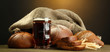 tankard of kvass and rye breads with ears,