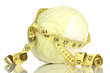 cabbage with measuring tape isolated on white