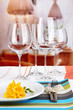 Table setting with glasses for different drinks