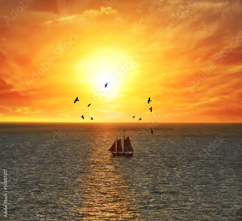 Photo: Sailing Boat At The Sunset Sailing Boat At The Sunset