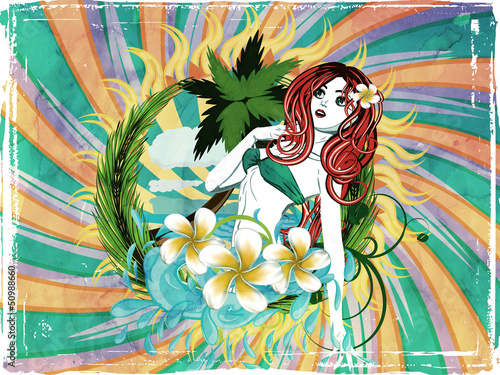 Illustration: Grunge island girl Grunge island girl