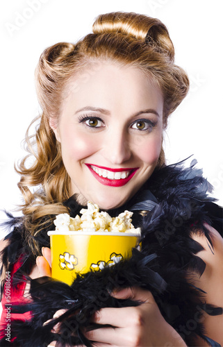 Photo: Portrait of woman with popcorn Portrait of woman with popcorn