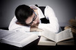 Student woman sleeping.