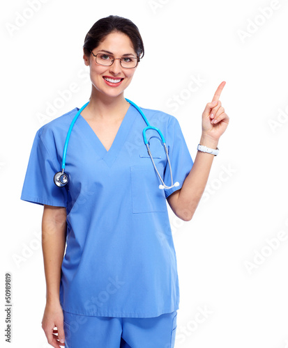 Photo: Smiling medical doctor woman with stethoscope. Smiling medical doctor woman with stethoscope.