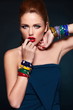 glamor sexy stylish blond model with bright makeup