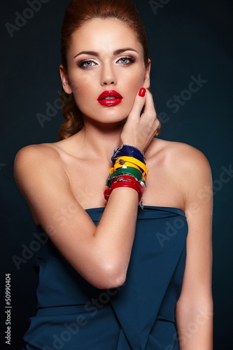 Photo: glamor sexy stylish blond model with bright makeup glamor sexy stylish blond model with bright makeup