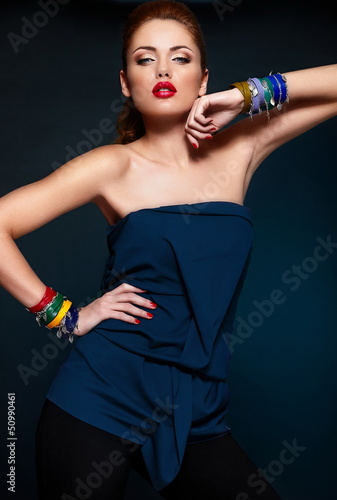 Photo: glamor sexy stylish blond model with bright makeup glamor sexy stylish blond model with bright makeup