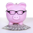 Piggy bank with money.