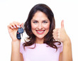 Foto: Woman with a car keys. Woman with a car keys.