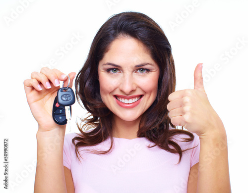 Photo: Woman with a car keys. Woman with a car keys.