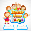vector illustration of kids summer camp poster