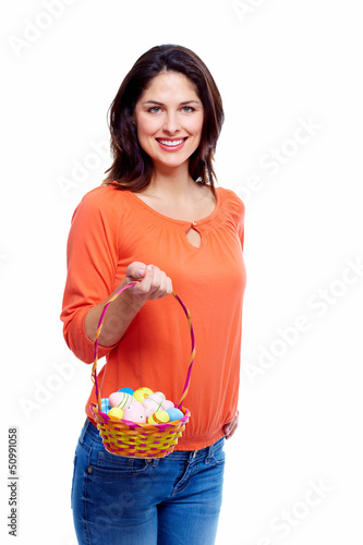 Photo: Woman with Easter eggs. Woman with Easter eggs.