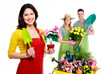 Group of gardening people with plant.