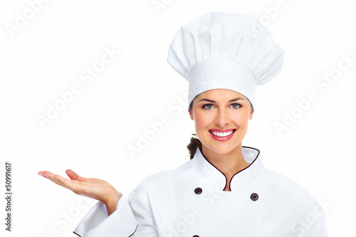 Photo: Chef woman. Chef woman.
