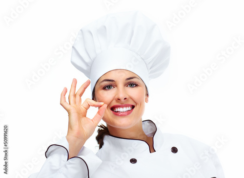 Photo: Chef woman. Chef woman.