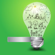 Light bulb with happy family and ecology concept