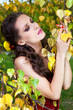 Foto: A beautiful brunette in red dress A beautiful brunette in red dress