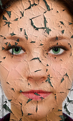 Photo: Gesicht mit Falten und Risse Gesicht mit Falten und Risse
