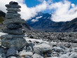 Rock cairn in Hooker Valley near Aoraki Mt Cook NZ