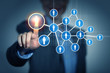 Photo: Image of female touching icon of social network Image of female touching icon of social network