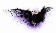 Woman floating   on dark wings