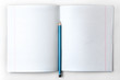 open empty notebook with lined pages and pencil