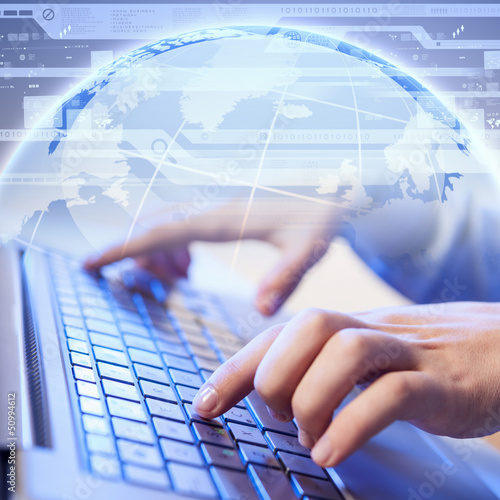 Photo: Click! Hands of a man on keyboard Click! Hands of a man on keyboard