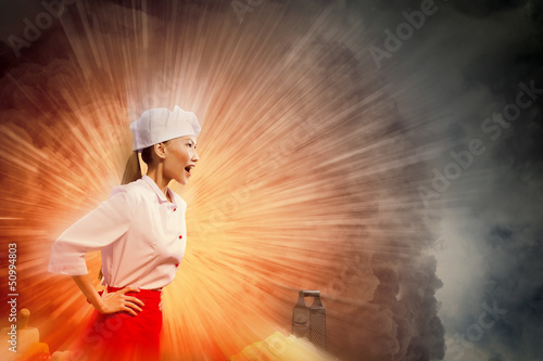 Photo: Asian female cook in anger Asian female cook in anger