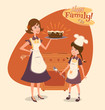 Retro family illustration