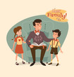 Retro family illustration