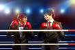 Two Young Businessman Boxing
