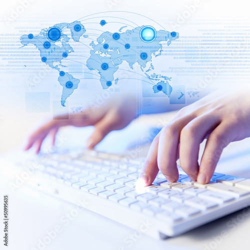 Photo: Click! Hands of a man on keyboard Click! Hands of a man on keyboard