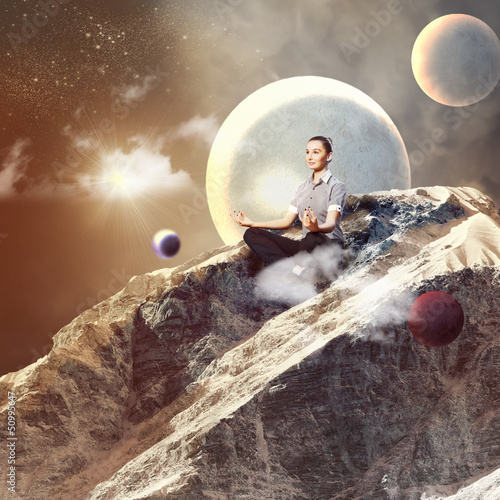 Photo: business woman meditating business woman meditating