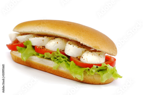 Photo: Sandwich with mozzarella tomato and salad Sandwich with mozzarella tomato and salad