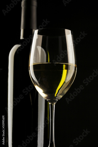 Photo: white wine glass silhouette black background white wine glass silhouette black background