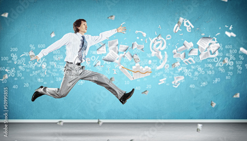 Photo: Image of running businessman Image of running businessman