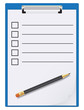Paper sheet and pencil on a clipboard
