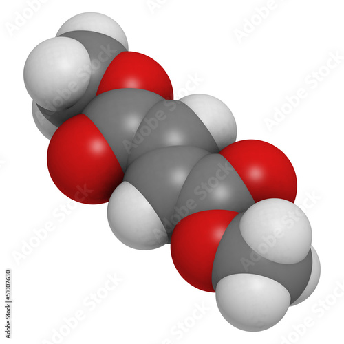 Illustration: Dimethyl fumarate (DMF) multiple sclerosis and psoriasis drug, m Dimethyl fumarate (DMF) multiple sclerosis and psoriasis drug, m