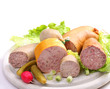 Verschiedene Sorten von Leberwurst am Stück - Copyspace