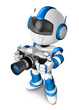 Illustration: Blue robot character to shoot the camera toward the left. Create Blue robot character to shoot the camera toward the left. Create