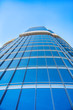 modern blue glass wall of skyscraper