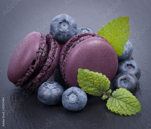 Photo: Macarons, myrtille Macarons, myrtille