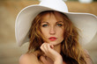 attractive, beauty, blonde, girl, hat, natural, summer