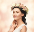 woman wearing wreath of flowers
