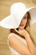 attractive, beauty, blonde, girl, hat, natural, smiling,